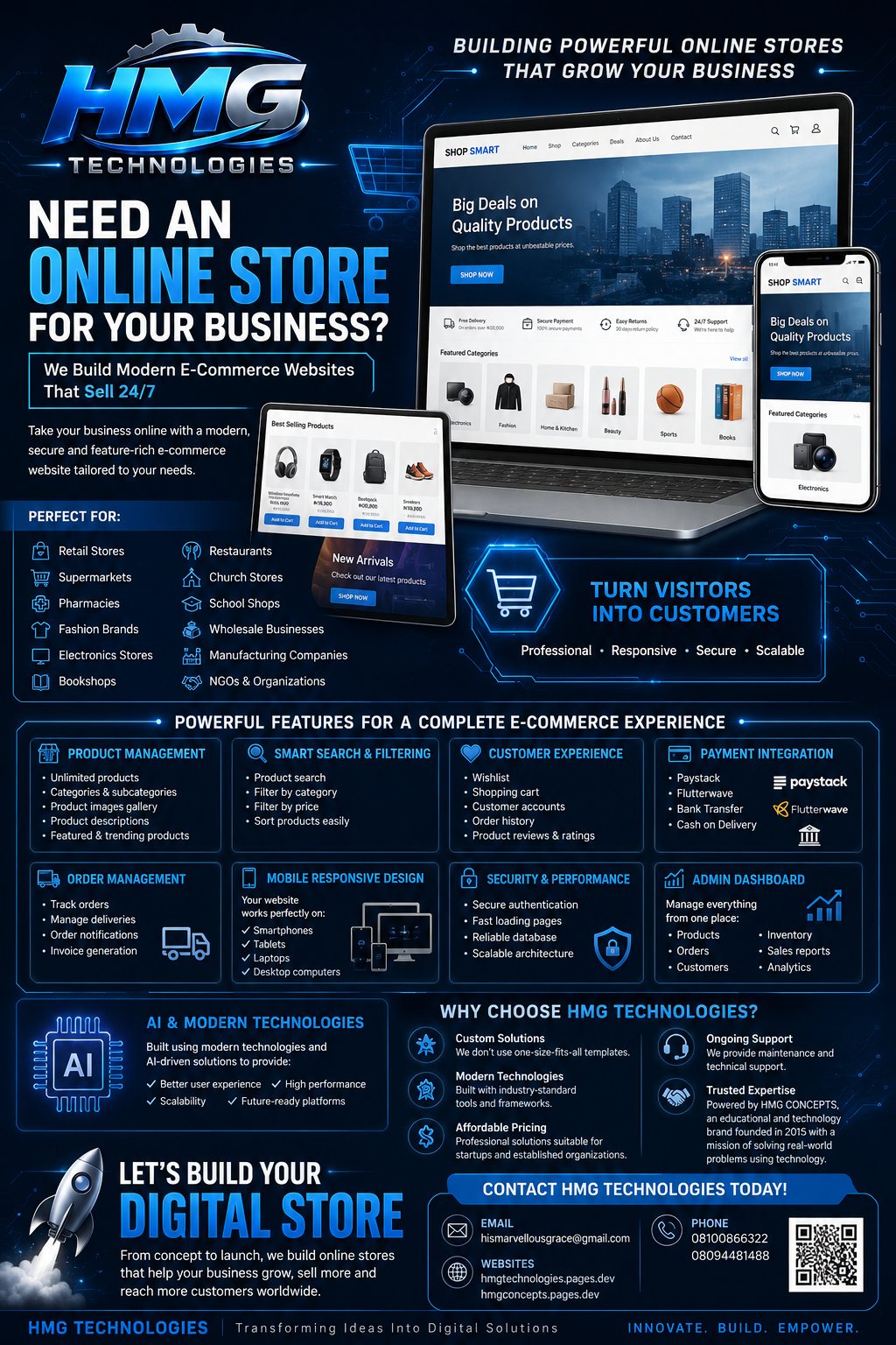 HMG Technologies — E-commerce Store flyer