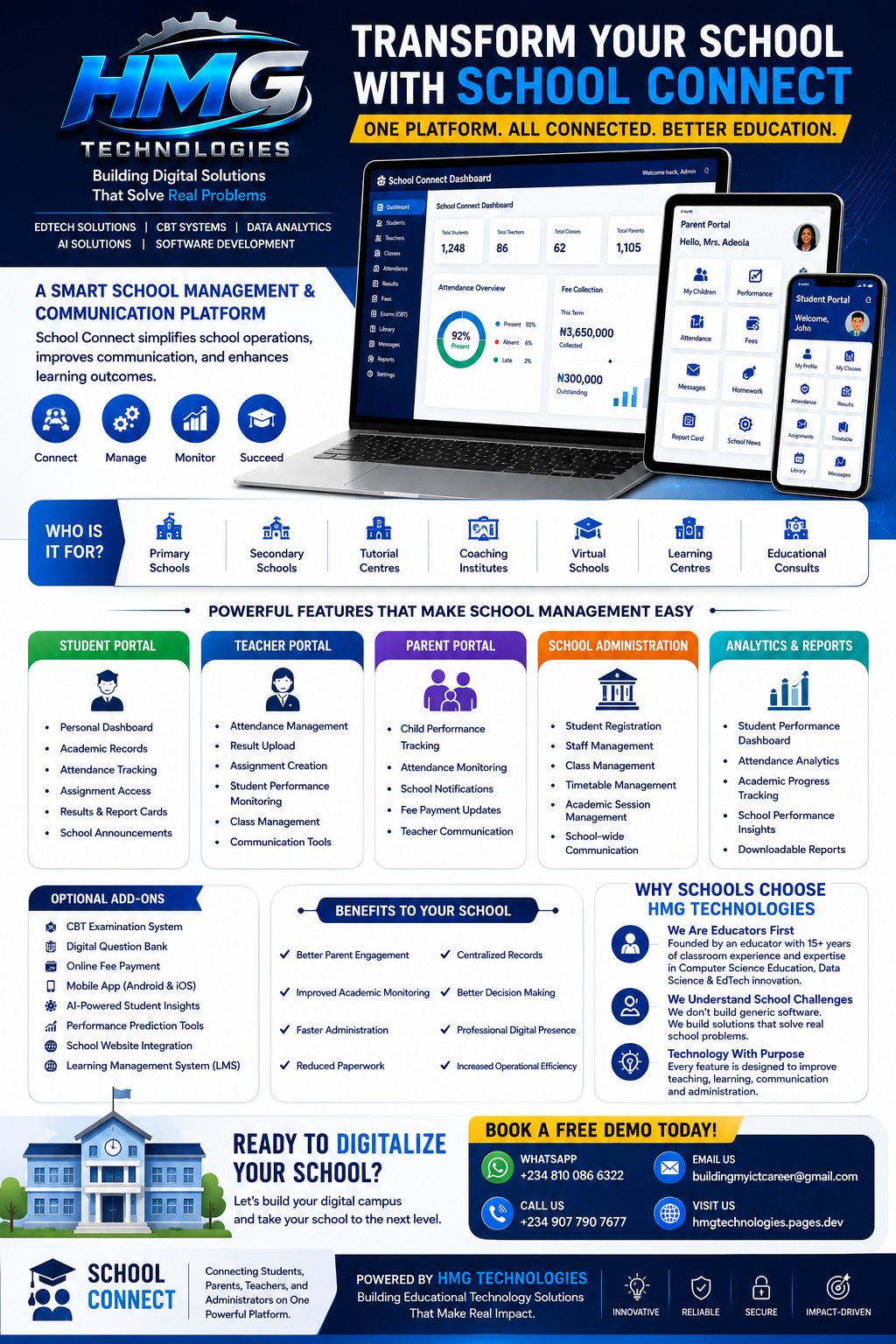 HMG Technologies — School Connect flyer